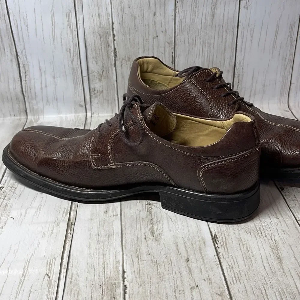 Studio Belvedere‎ Men’s Brown Oxford Bay Bridge Pebbled Leather Shoes size 10